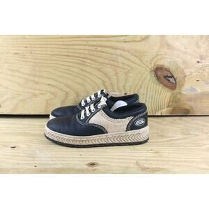 Skechers Sneakers Womens Sz 5.5 Black Tan Leather Canvas Vintage 90's